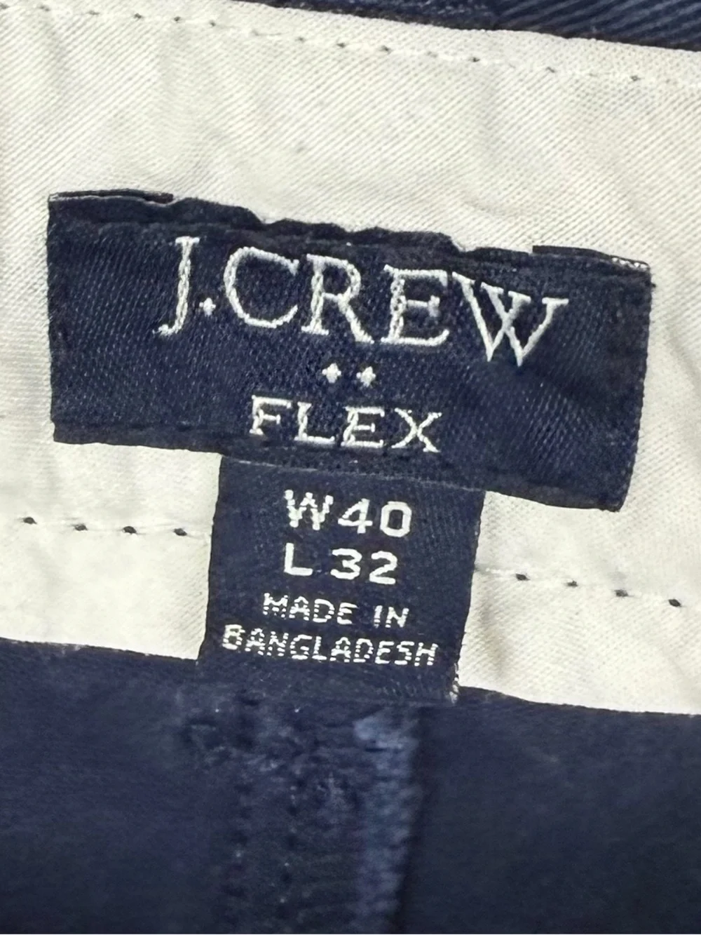 J. CREW • Flex Navy Straight Fit Stretch Cotton Chino Pants, 40x32
